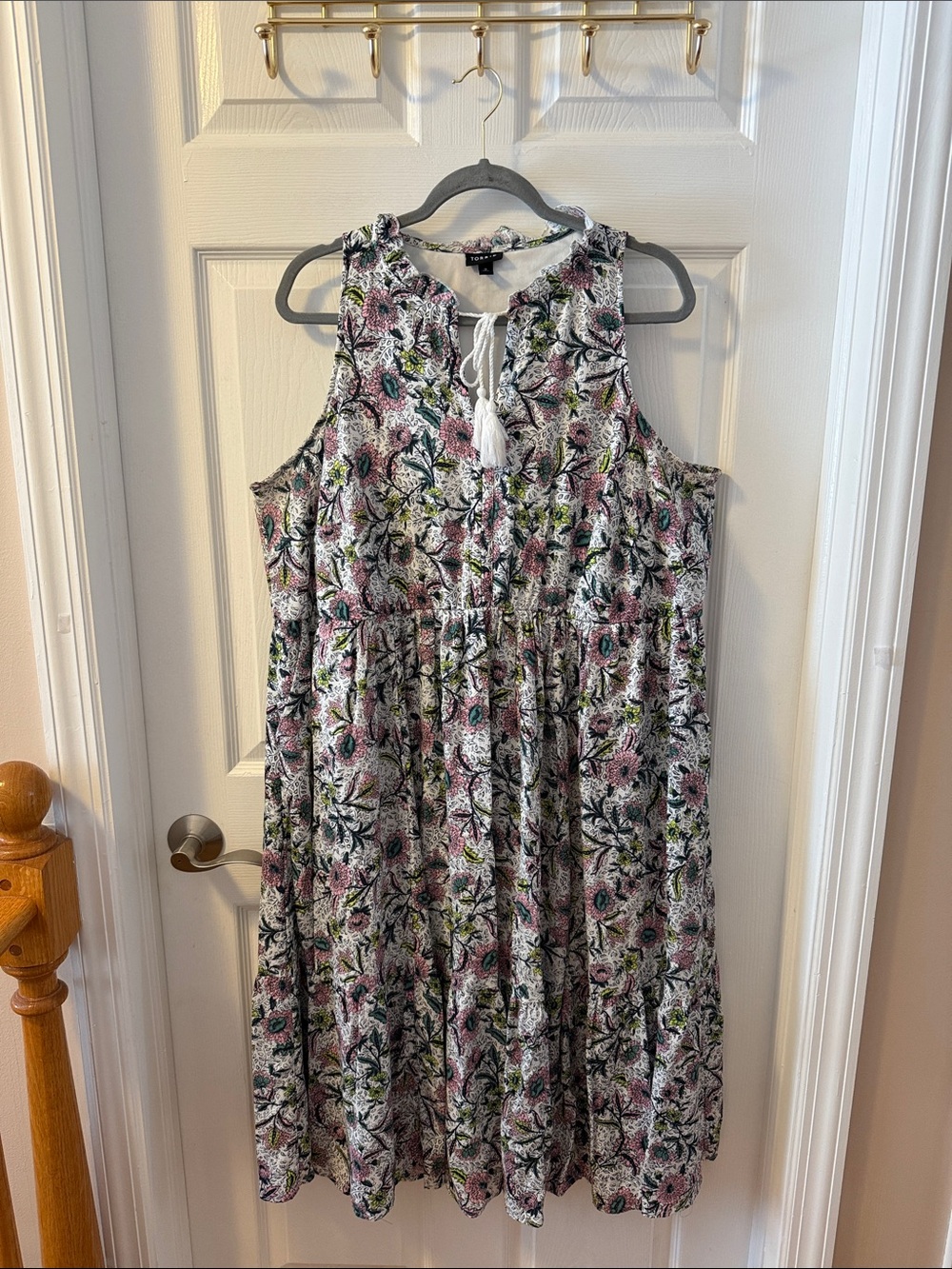 Torrid Floral Midi Dress in Pink, Green & Black